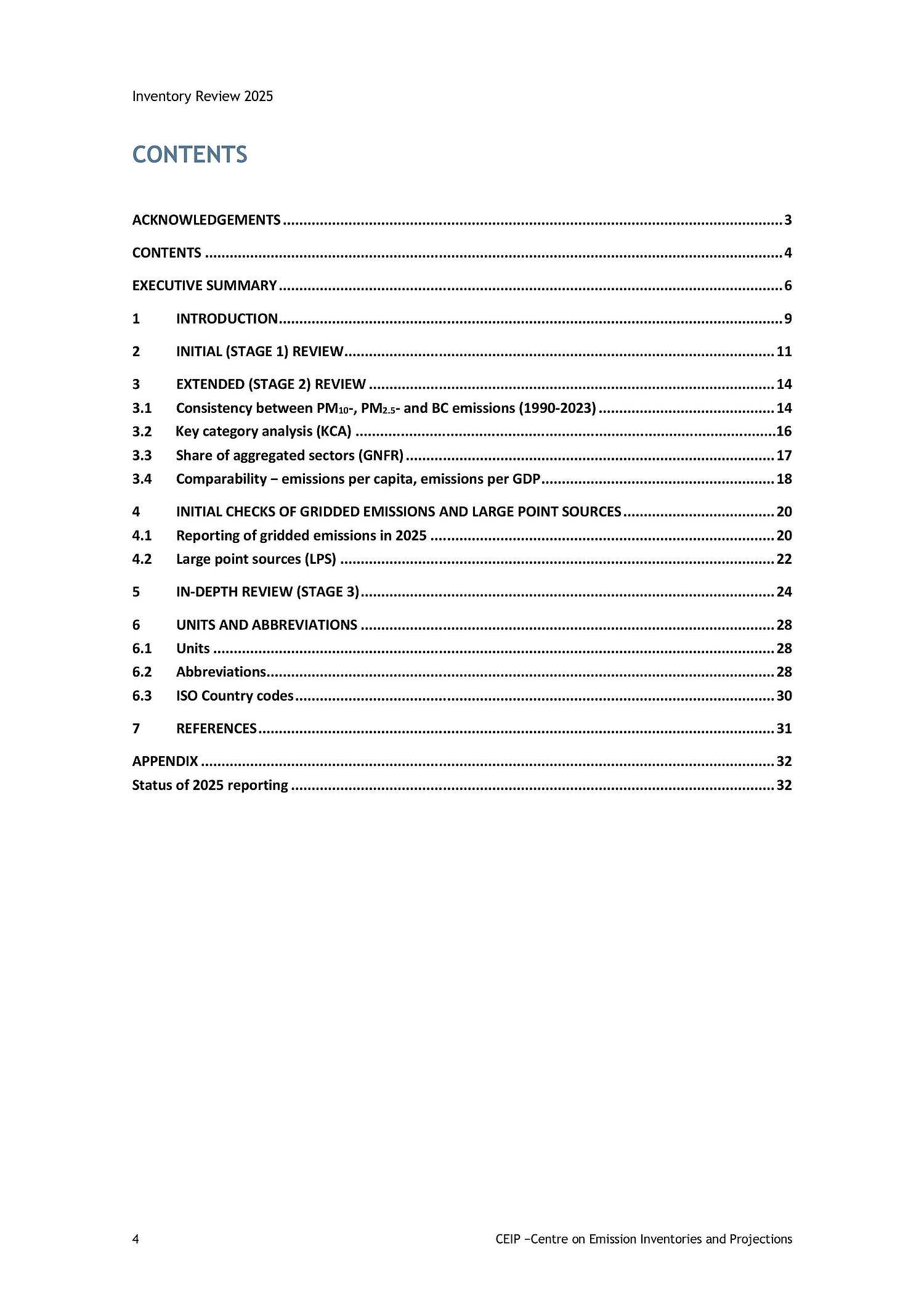 Table of Conent Review Report 2025