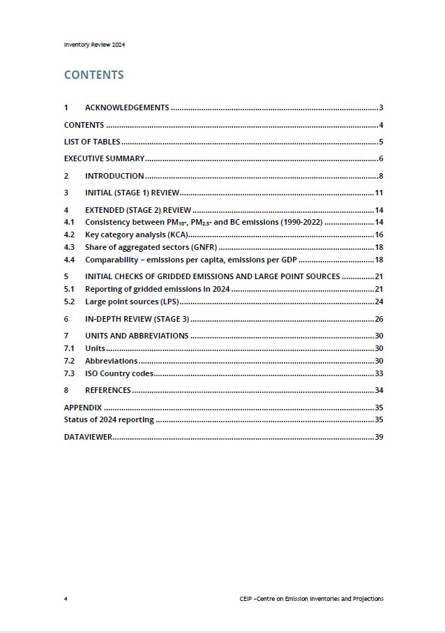 Table of Conent Review Report 2024